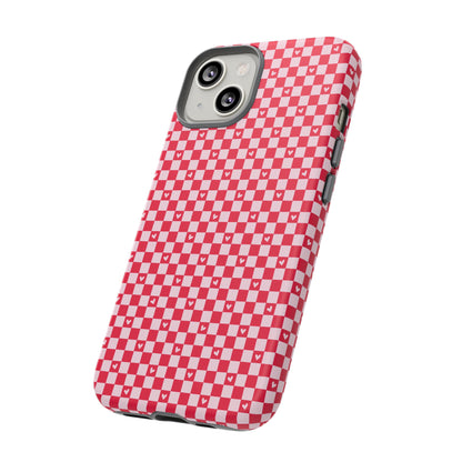 Red Checkerboard Heart Phone Case