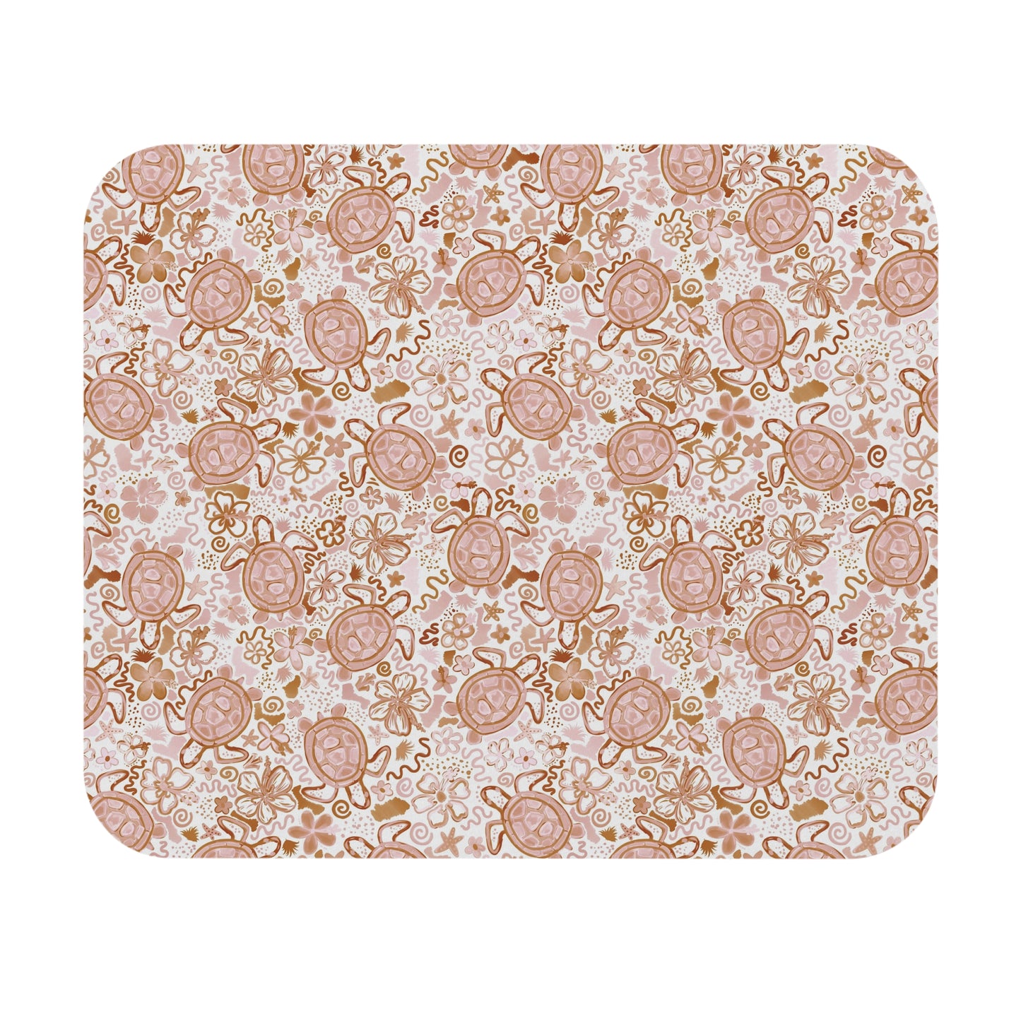 Beach-Themed Turtle Mouse Pad - Cute Floral Design for Office & Home