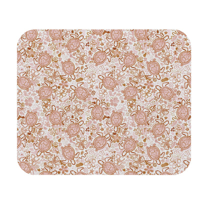 Beach-Themed Turtle Mouse Pad - Cute Floral Design for Office & Home