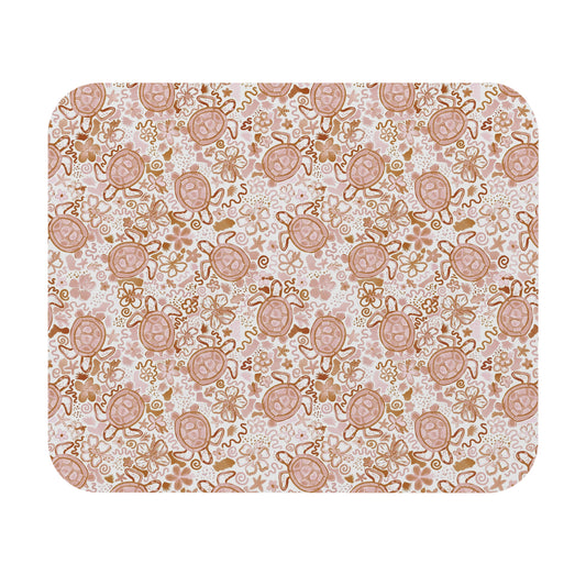 Beach-Themed Turtle Mouse Pad - Cute Floral Design for Office & Home