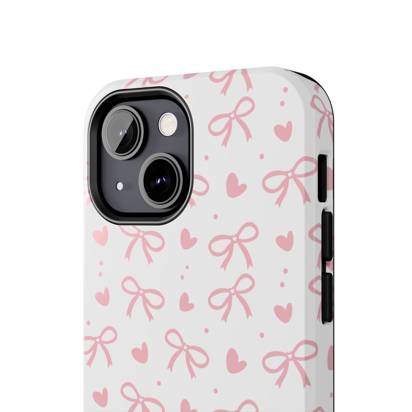 Love & Bows Tough Phone Cases for Girls, Cute Phone Cover, Valentine's Day Gift, Girly Accessories, Heart Pattern
