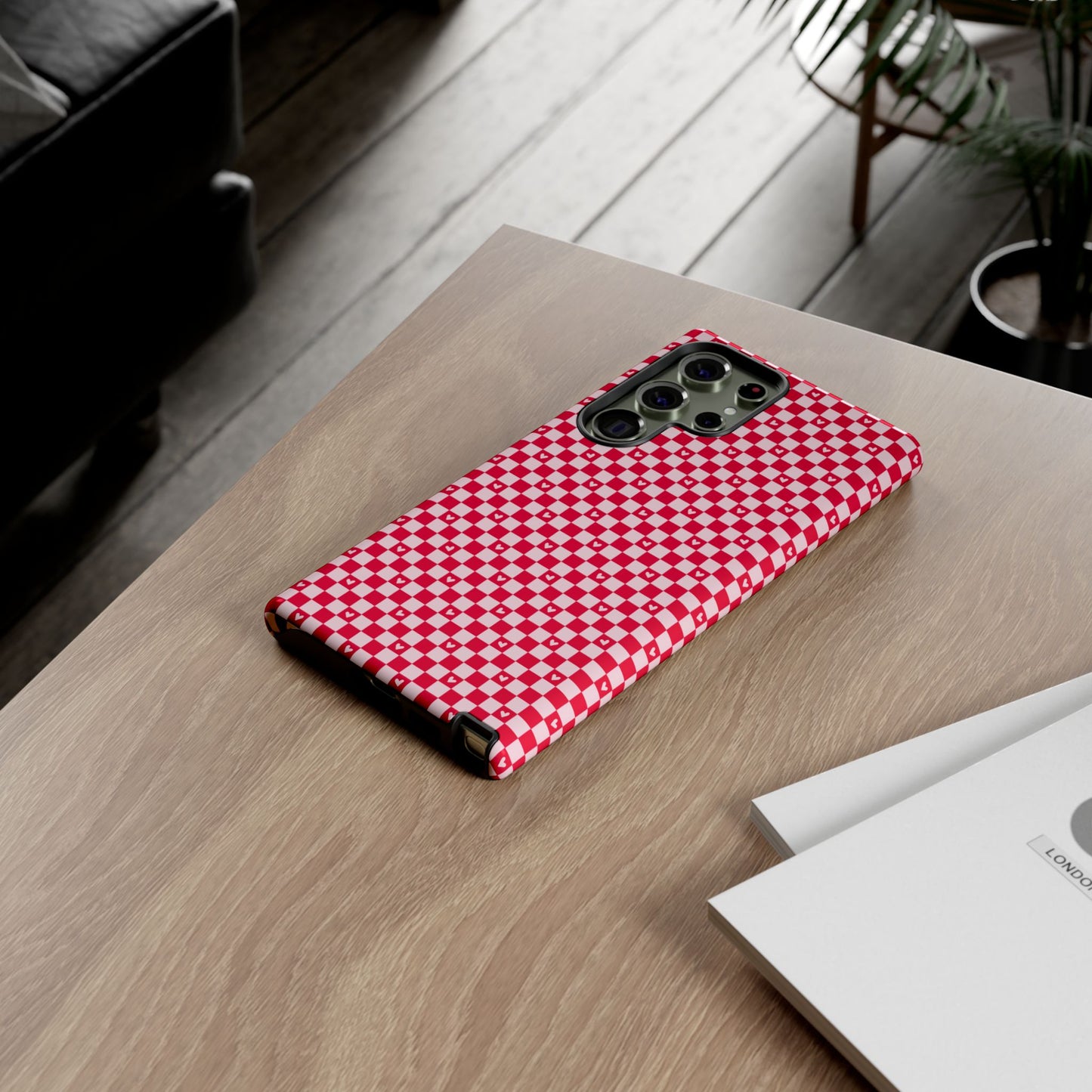 Red Checkerboard Heart Phone Case