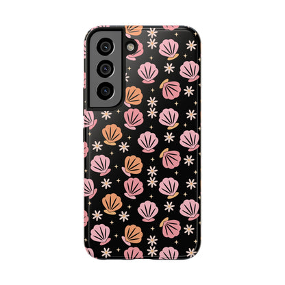 Floral Tough Phone Cases for Trendy Protection, Shell Pattern Phone Cover, Vibrant Floral Case, Girly Gift, Cute Tech Accessories