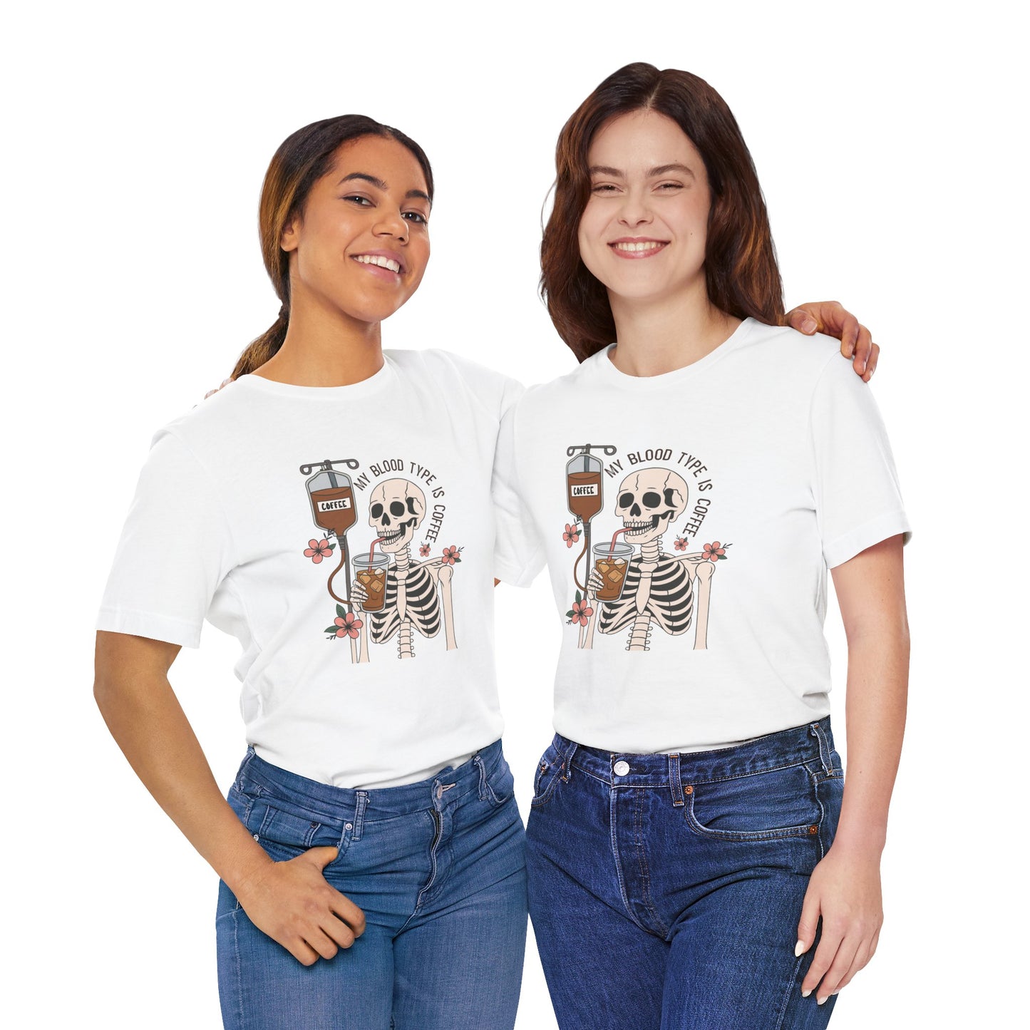 Coffee Lover's Skeleton Tee - Unisex Short Sleeve Shirt, Ideal Gift for Coffee Addicts, Fun Halloween Apparel, Quirky Coffee Shirt