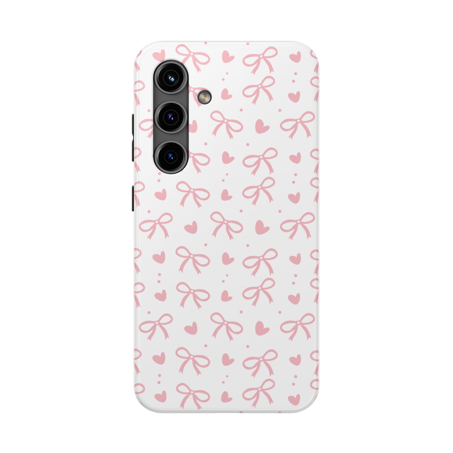 Love & Bows Tough Phone Cases for Girls, Cute Phone Cover, Valentine's Day Gift, Girly Accessories, Heart Pattern