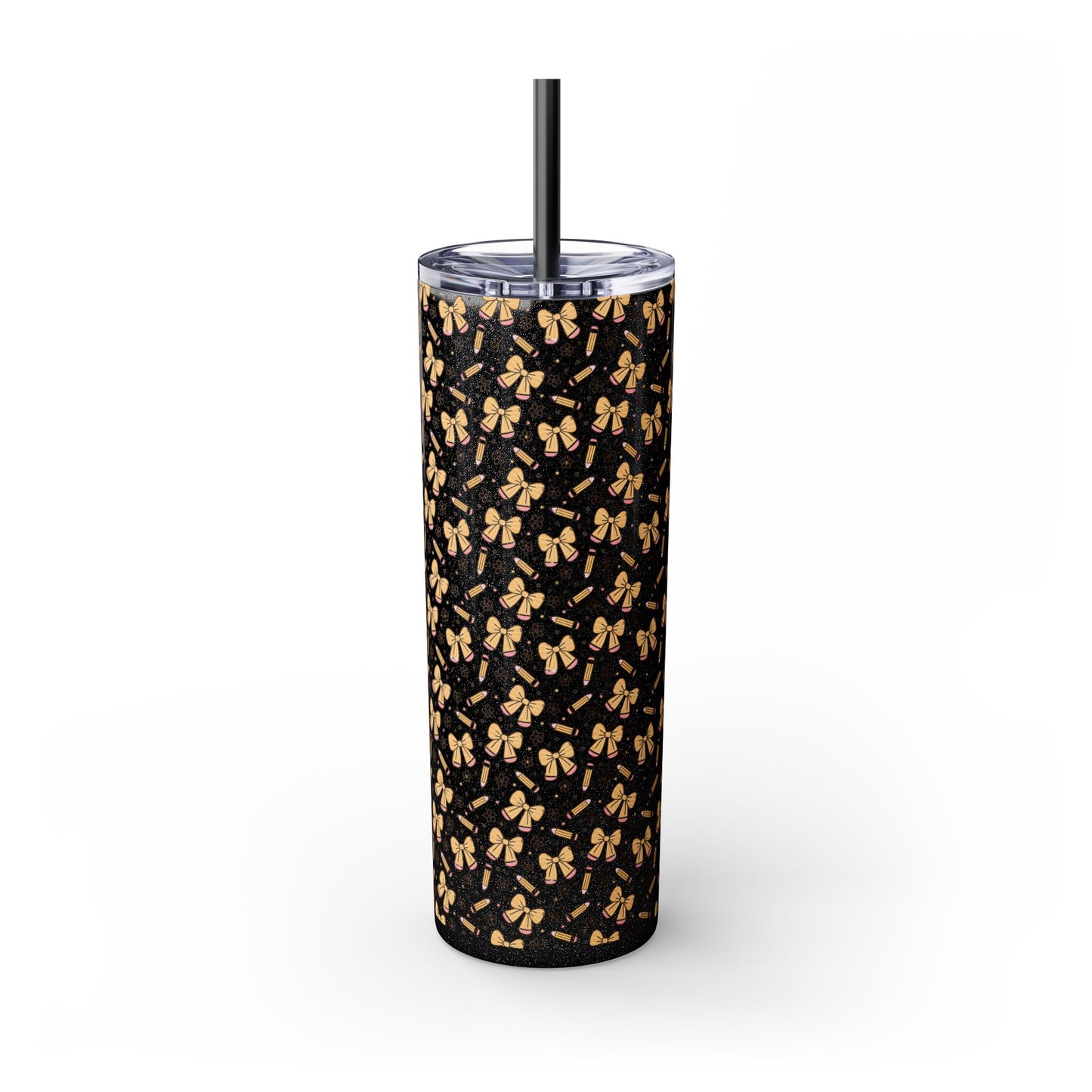 Butterfly Pattern Skinny Tumbler with Straw, Floral Travel Mug, Cute Drinkware, Summer Outing Accessory, Gift for Her