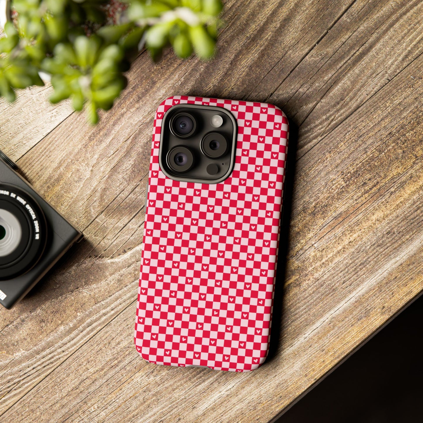 Red Checkerboard Heart Phone Case