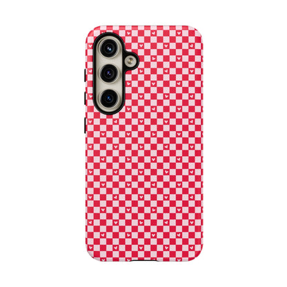 Red Checkerboard Heart Phone Case