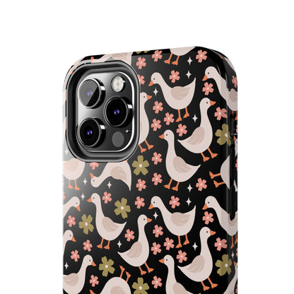 Cute Duck Pattern Phone Case, Stylish Tough Case, Gift for Duck Lovers, Floral Design, Unique Mobile Cover