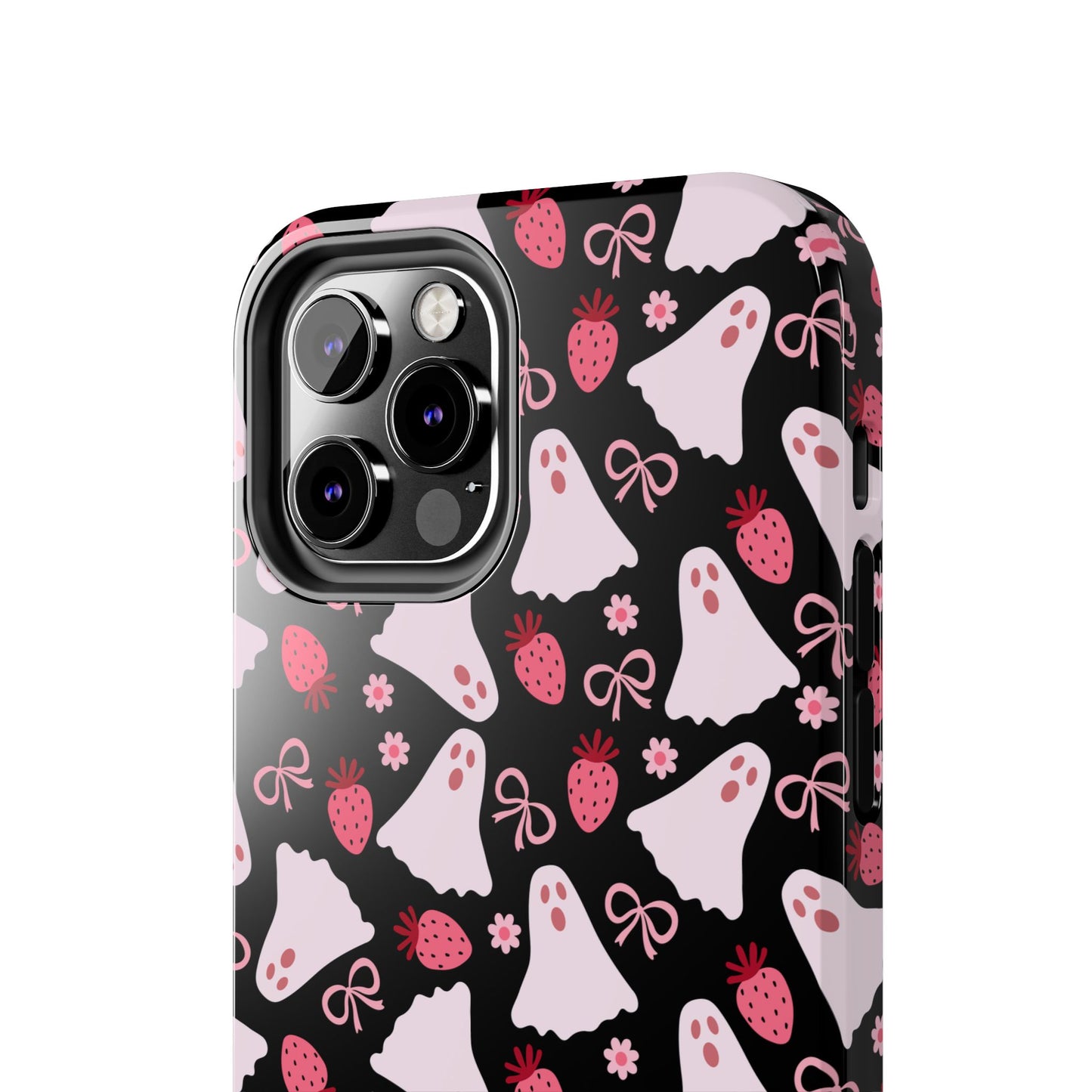 Cute Ghosts and Strawberries Phone Case | Tough Phone Cases, Halloween Accessories, Unique Gift Ideas, Spooky Aesthetic, Everyday Style