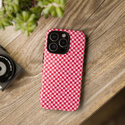 Red Checkerboard Heart Phone Case