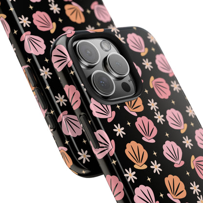 Floral Tough Phone Cases for Trendy Protection, Shell Pattern Phone Cover, Vibrant Floral Case, Girly Gift, Cute Tech Accessories