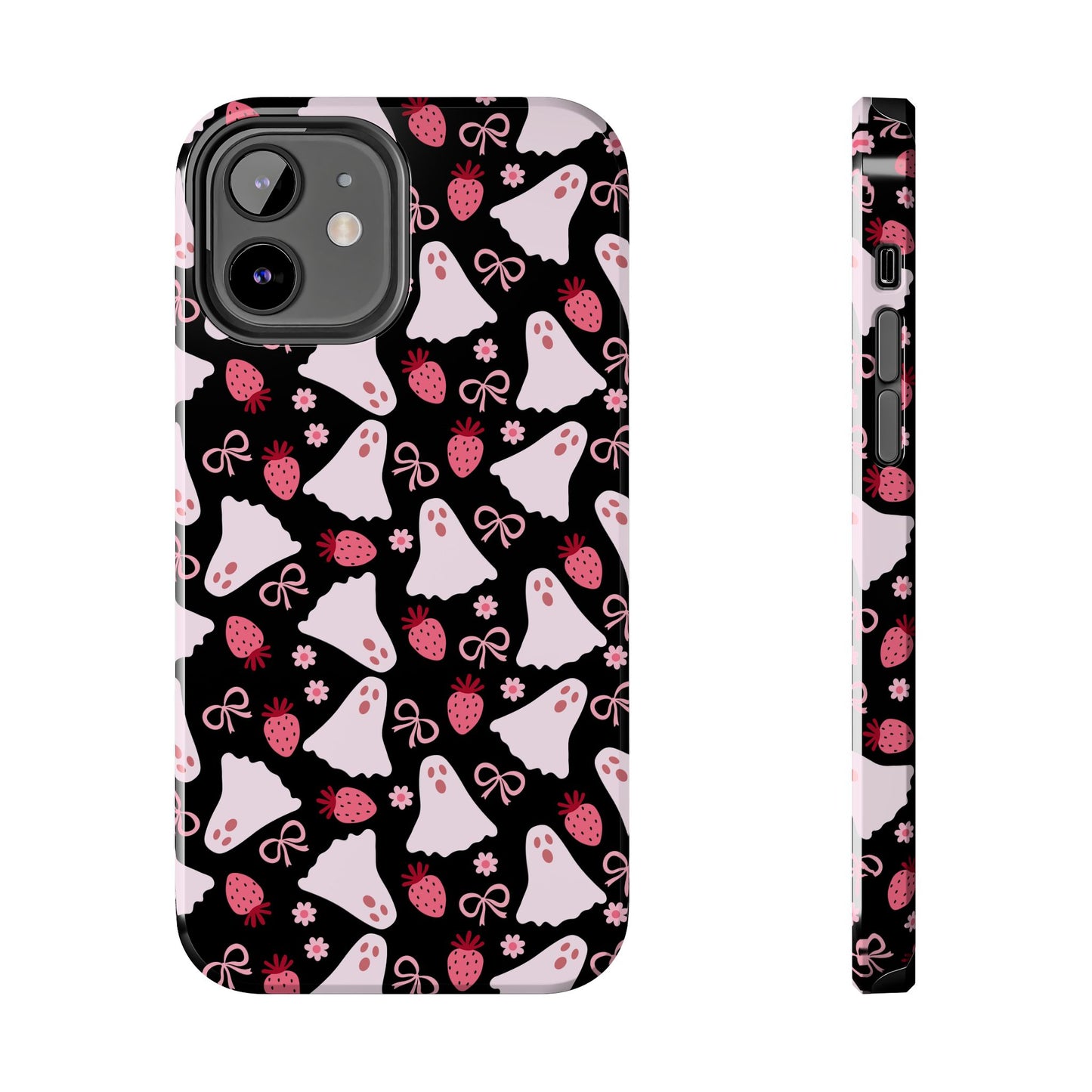 Cute Ghosts and Strawberries Phone Case | Tough Phone Cases, Halloween Accessories, Unique Gift Ideas, Spooky Aesthetic, Everyday Style