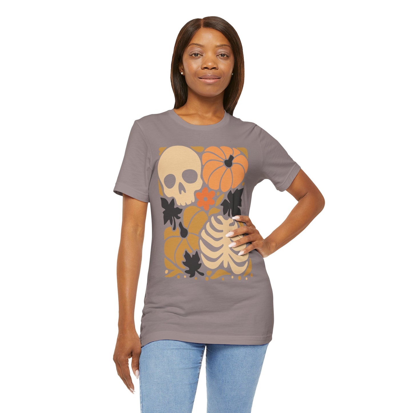 Autumn Vibes Graphic Tee | Halloween Shirt, Fall Apparel, Unisex Tee, Spooky Fashion, Pumpkin Skull Top