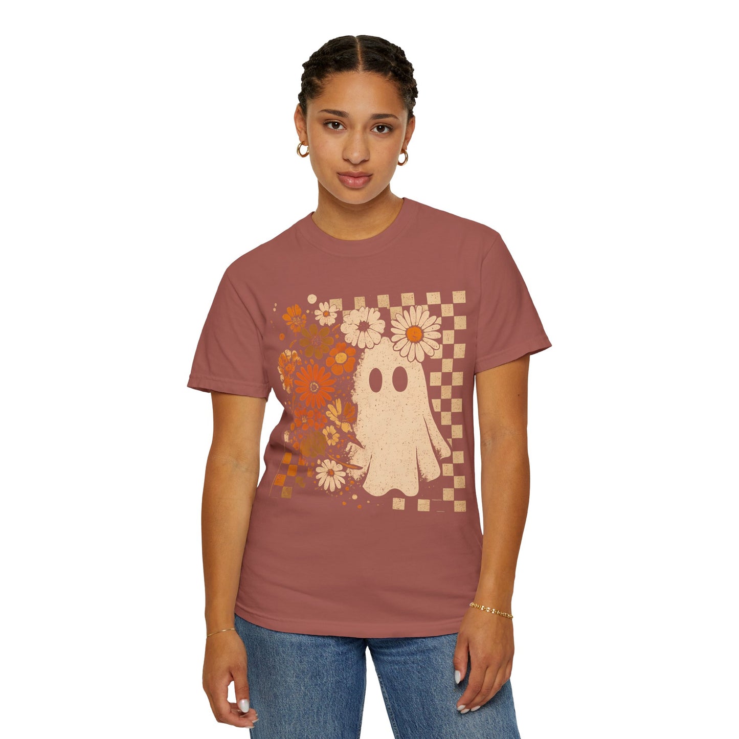 Whimsical Floral Ghost T-shirt, Casual Tee for Art Lovers, Perfect Gift for Halloween, Fall Fashion