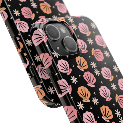 Floral Tough Phone Cases for Trendy Protection, Shell Pattern Phone Cover, Vibrant Floral Case, Girly Gift, Cute Tech Accessories