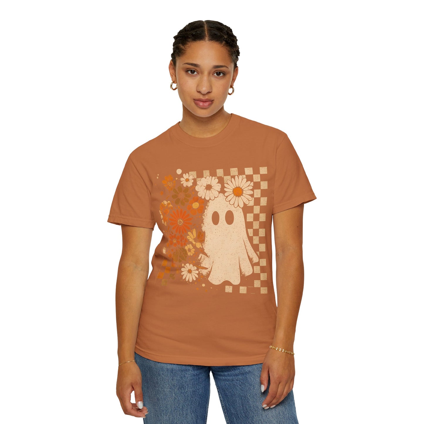 Whimsical Floral Ghost T-shirt, Casual Tee for Art Lovers, Perfect Gift for Halloween, Fall Fashion
