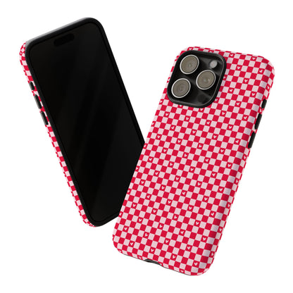 Red Checkerboard Heart Phone Case