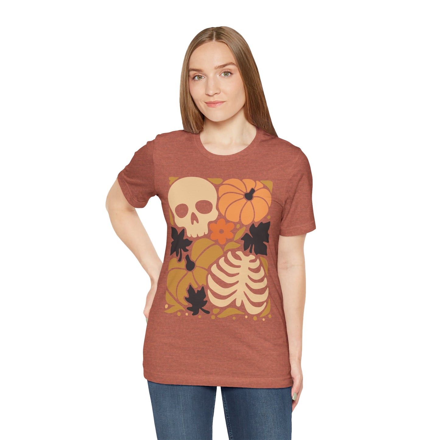 Autumn Vibes Graphic Tee | Halloween Shirt, Fall Apparel, Unisex Tee, Spooky Fashion, Pumpkin Skull Top
