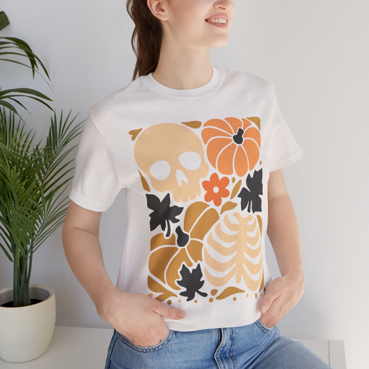 Autumn Vibes Graphic Tee | Halloween Shirt, Fall Apparel, Unisex Tee, Spooky Fashion, Pumpkin Skull Top