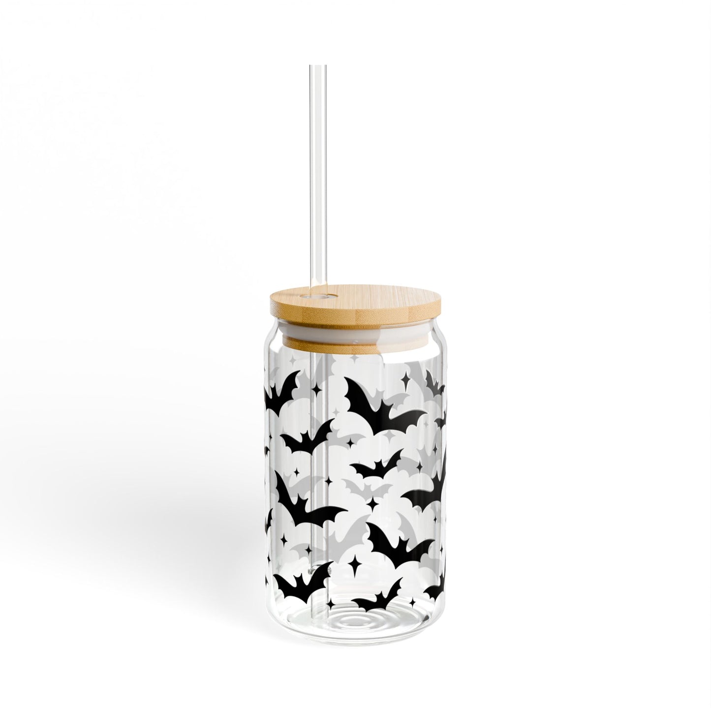 Halloween Bat Sipper Glass | 16oz Drinkware, Unique Glass Mug, Spooky Decor, Party Favor, Water Bottle