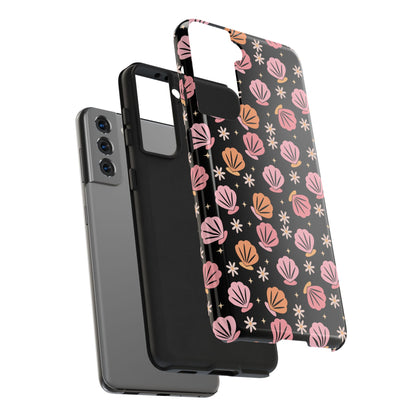 Floral Tough Phone Cases for Trendy Protection, Shell Pattern Phone Cover, Vibrant Floral Case, Girly Gift, Cute Tech Accessories