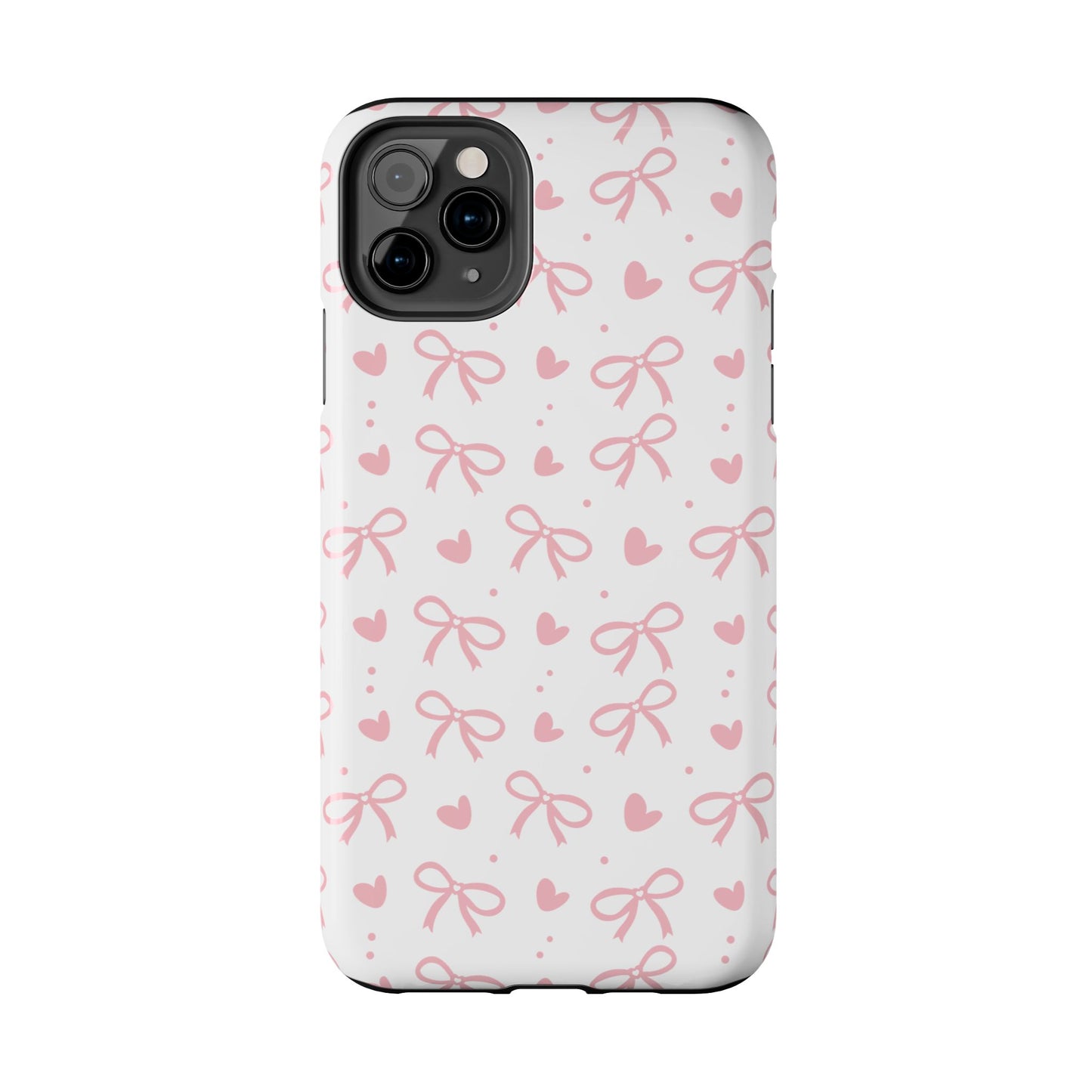 Love & Bows Tough Phone Cases for Girls, Cute Phone Cover, Valentine's Day Gift, Girly Accessories, Heart Pattern