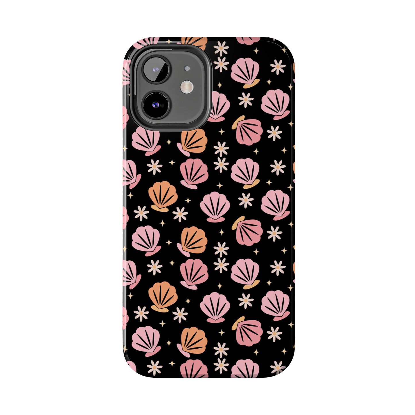 Floral Tough Phone Cases for Trendy Protection, Shell Pattern Phone Cover, Vibrant Floral Case, Girly Gift, Cute Tech Accessories