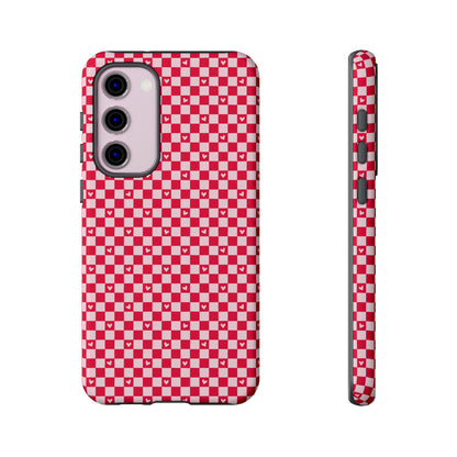 Red Checkerboard Heart Phone Case