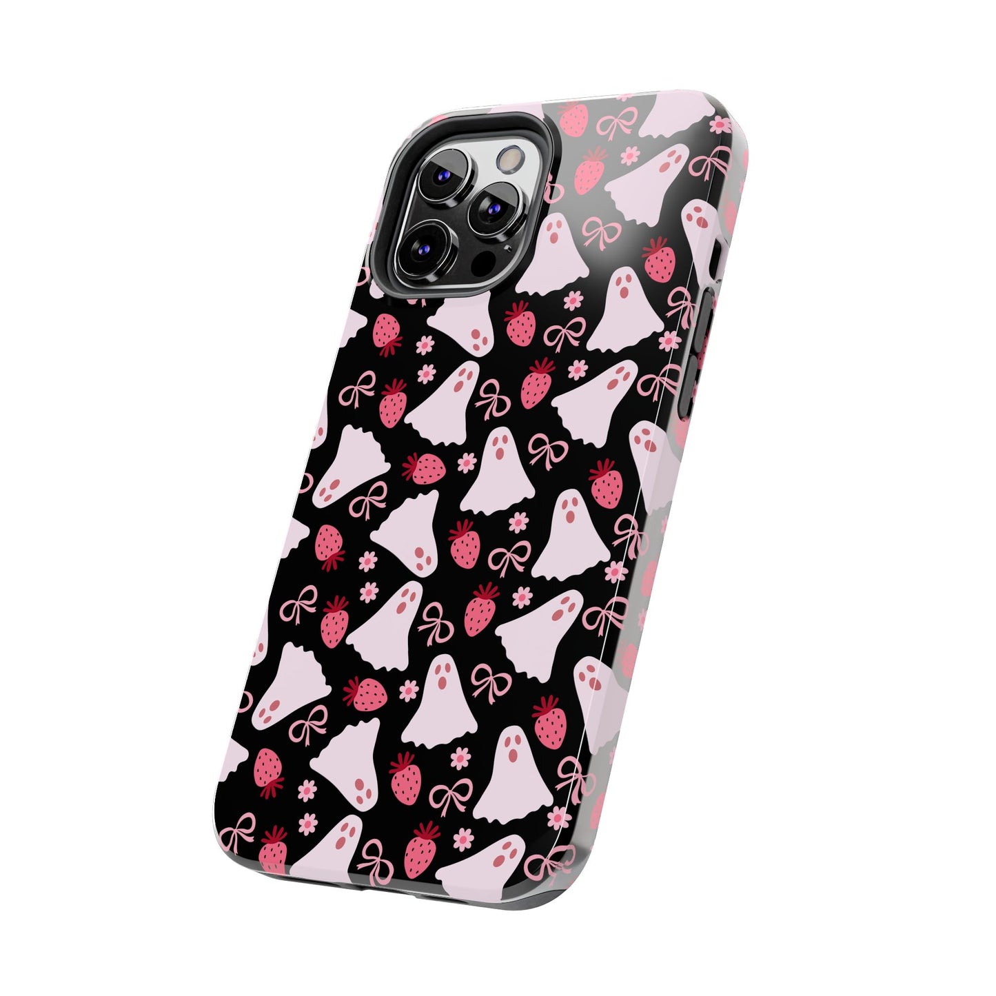 Cute Ghosts and Strawberries Phone Case | Tough Phone Cases, Halloween Accessories, Unique Gift Ideas, Spooky Aesthetic, Everyday Style