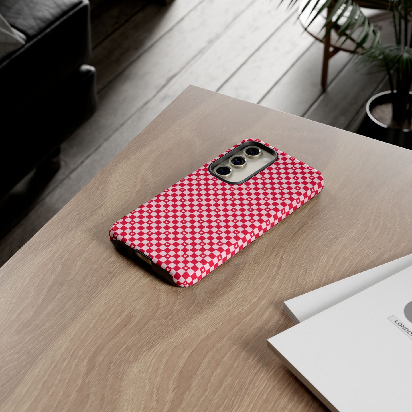 Red Checkerboard Heart Phone Case