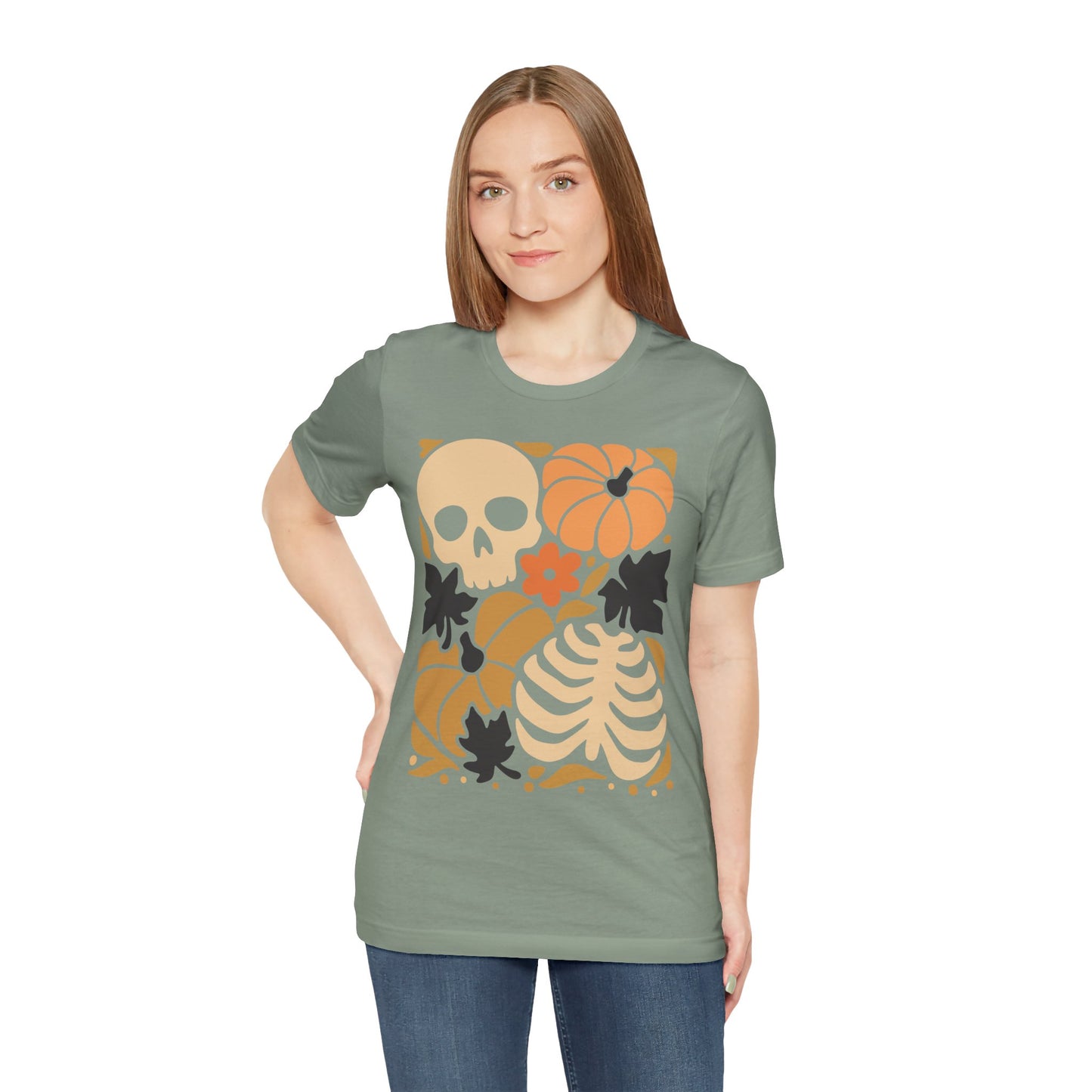 Autumn Vibes Graphic Tee | Halloween Shirt, Fall Apparel, Unisex Tee, Spooky Fashion, Pumpkin Skull Top