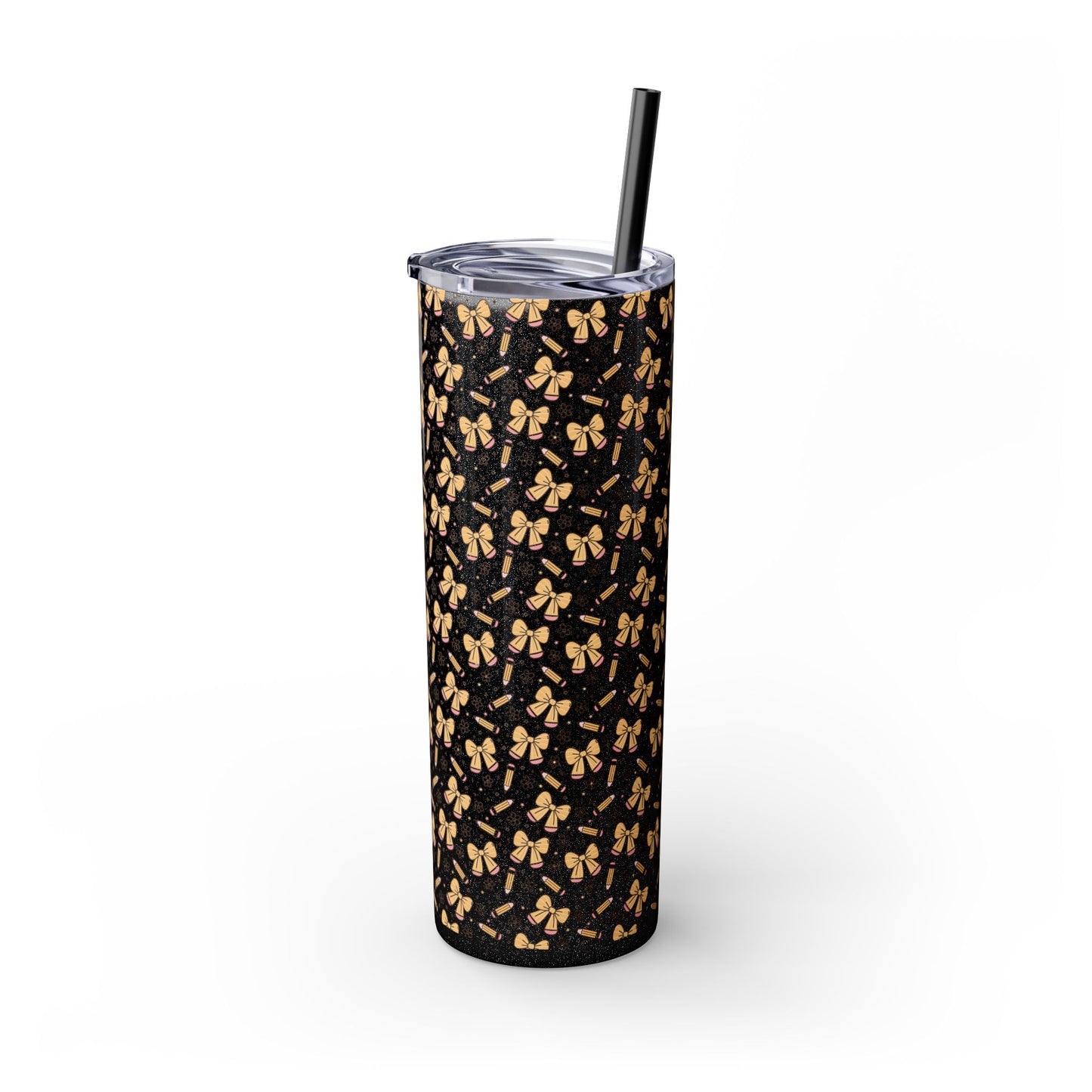 Butterfly Pattern Skinny Tumbler with Straw, Floral Travel Mug, Cute Drinkware, Summer Outing Accessory, Gift for Her