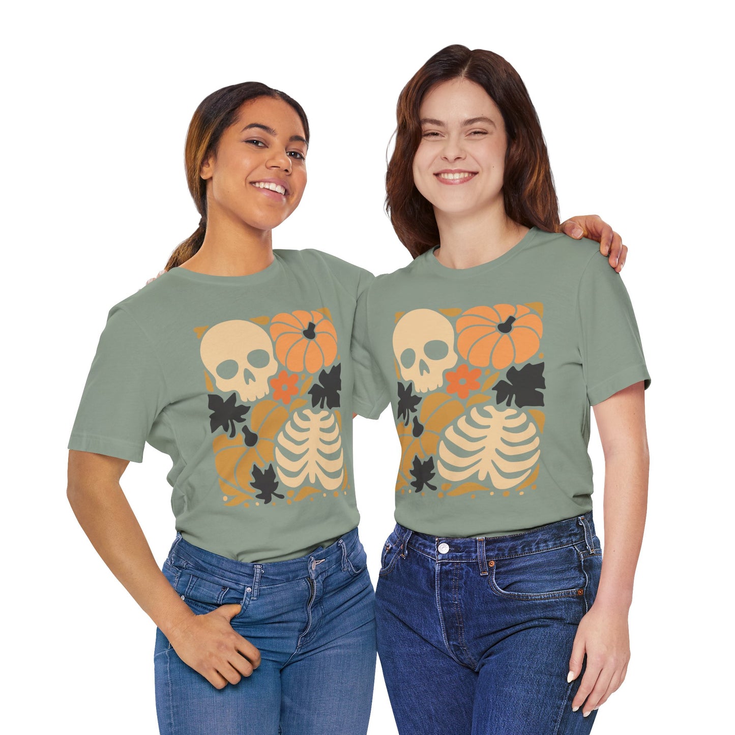 Autumn Vibes Graphic Tee | Halloween Shirt, Fall Apparel, Unisex Tee, Spooky Fashion, Pumpkin Skull Top