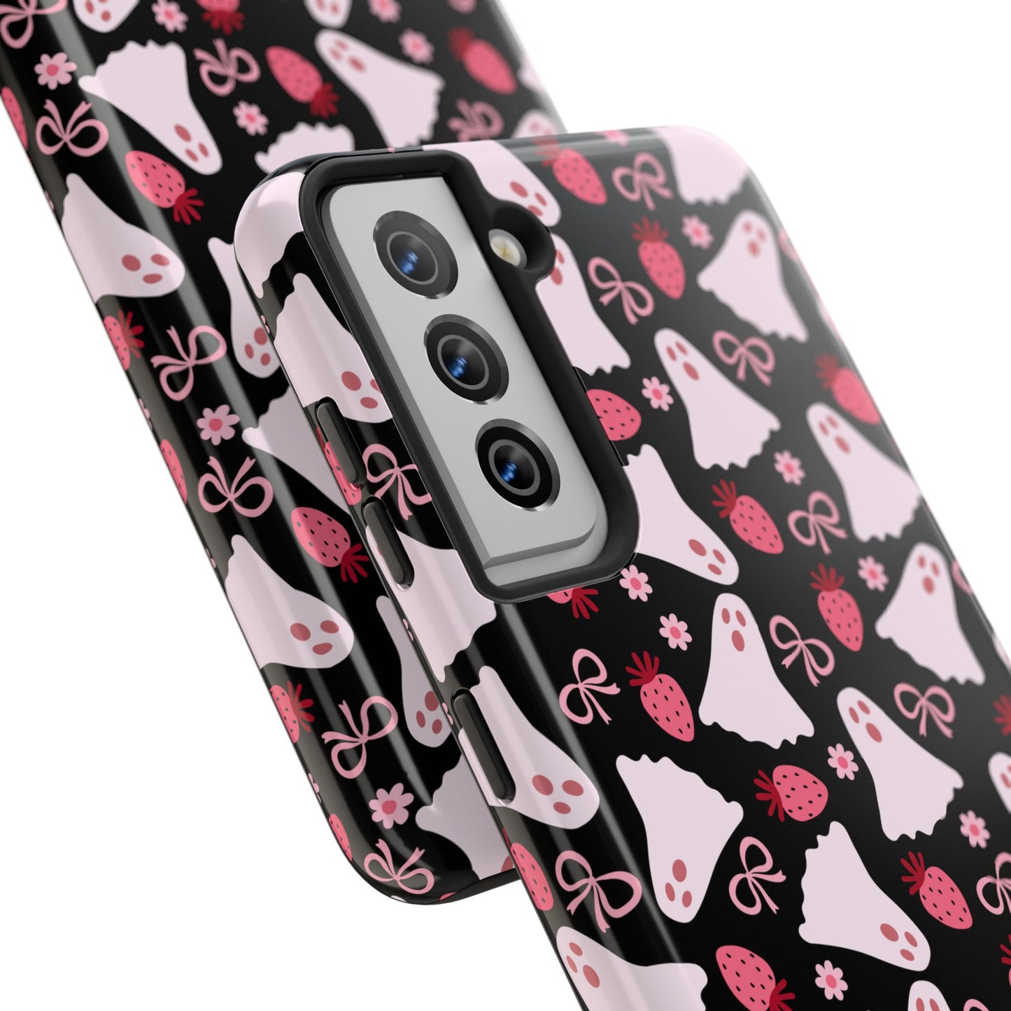 Cute Ghosts and Strawberries Phone Case | Tough Phone Cases, Halloween Accessories, Unique Gift Ideas, Spooky Aesthetic, Everyday Style