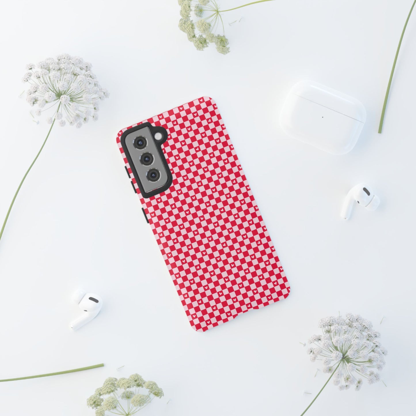 Red Checkerboard Heart Phone Case