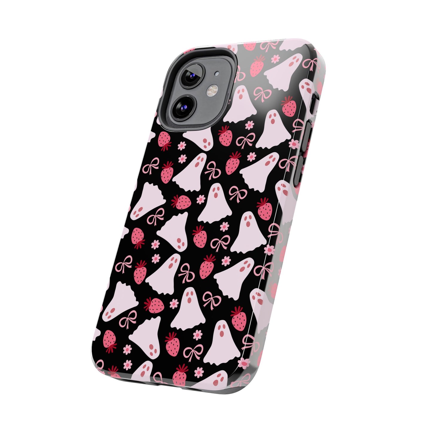 Cute Ghosts and Strawberries Phone Case | Tough Phone Cases, Halloween Accessories, Unique Gift Ideas, Spooky Aesthetic, Everyday Style