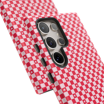 Red Checkerboard Heart Phone Case