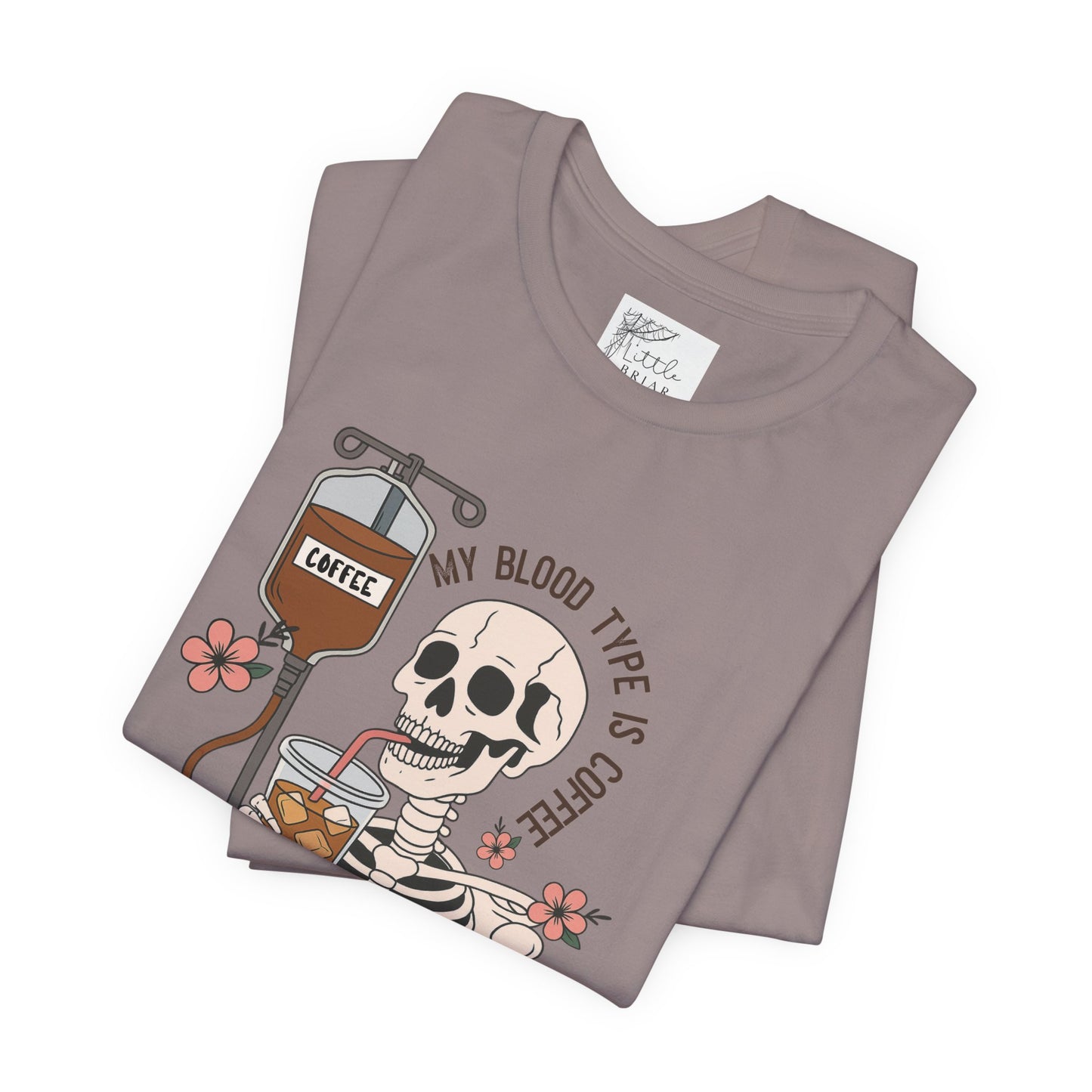 Coffee Lover's Skeleton Tee - Unisex Short Sleeve Shirt, Ideal Gift for Coffee Addicts, Fun Halloween Apparel, Quirky Coffee Shirt