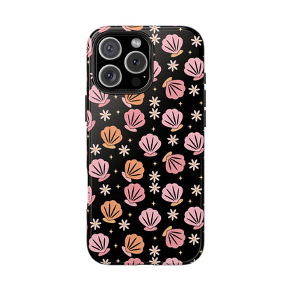 Floral Tough Phone Cases for Trendy Protection, Shell Pattern Phone Cover, Vibrant Floral Case, Girly Gift, Cute Tech Accessories