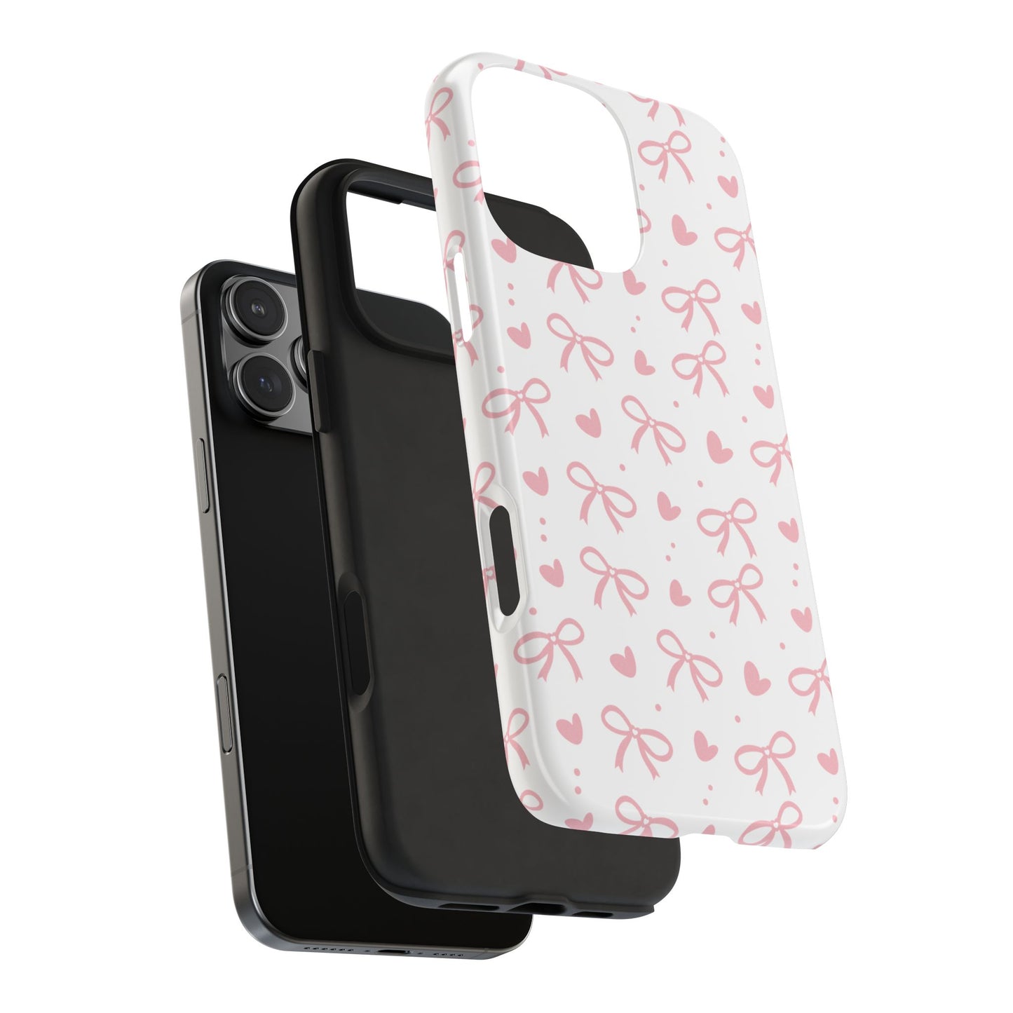 Love & Bows Tough Phone Cases for Girls, Cute Phone Cover, Valentine's Day Gift, Girly Accessories, Heart Pattern