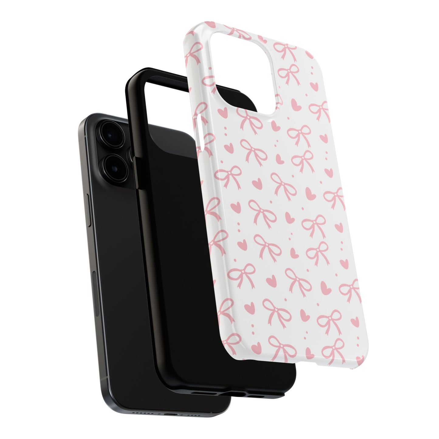 Love & Bows Tough Phone Cases for Girls, Cute Phone Cover, Valentine's Day Gift, Girly Accessories, Heart Pattern