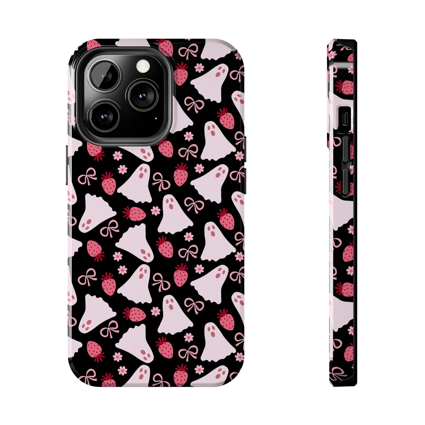 Cute Ghosts and Strawberries Phone Case | Tough Phone Cases, Halloween Accessories, Unique Gift Ideas, Spooky Aesthetic, Everyday Style