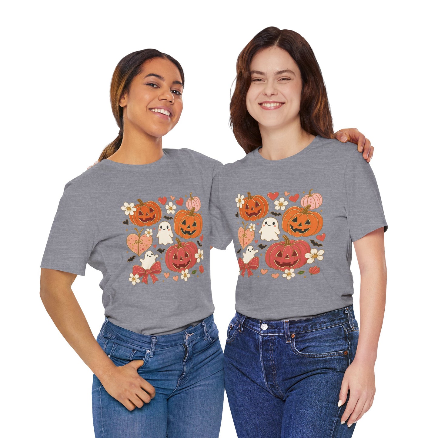 Halloween Ghost & Pumpkin Tee, Perfect for Fall, Halloween Parties, Cozy Autumn Wear, Unisex T-Shirt, Seasonal Gift Idea