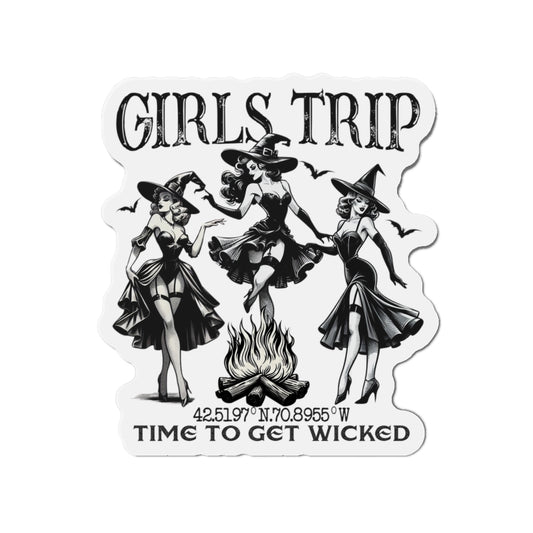 Girls Trip Die Cut Magnet - Salem Witches Halloween Decor, Kitchen Fridge Decor, Holiday Gift, Witchy Home Decor, Spooky Die-Cut Magnet
