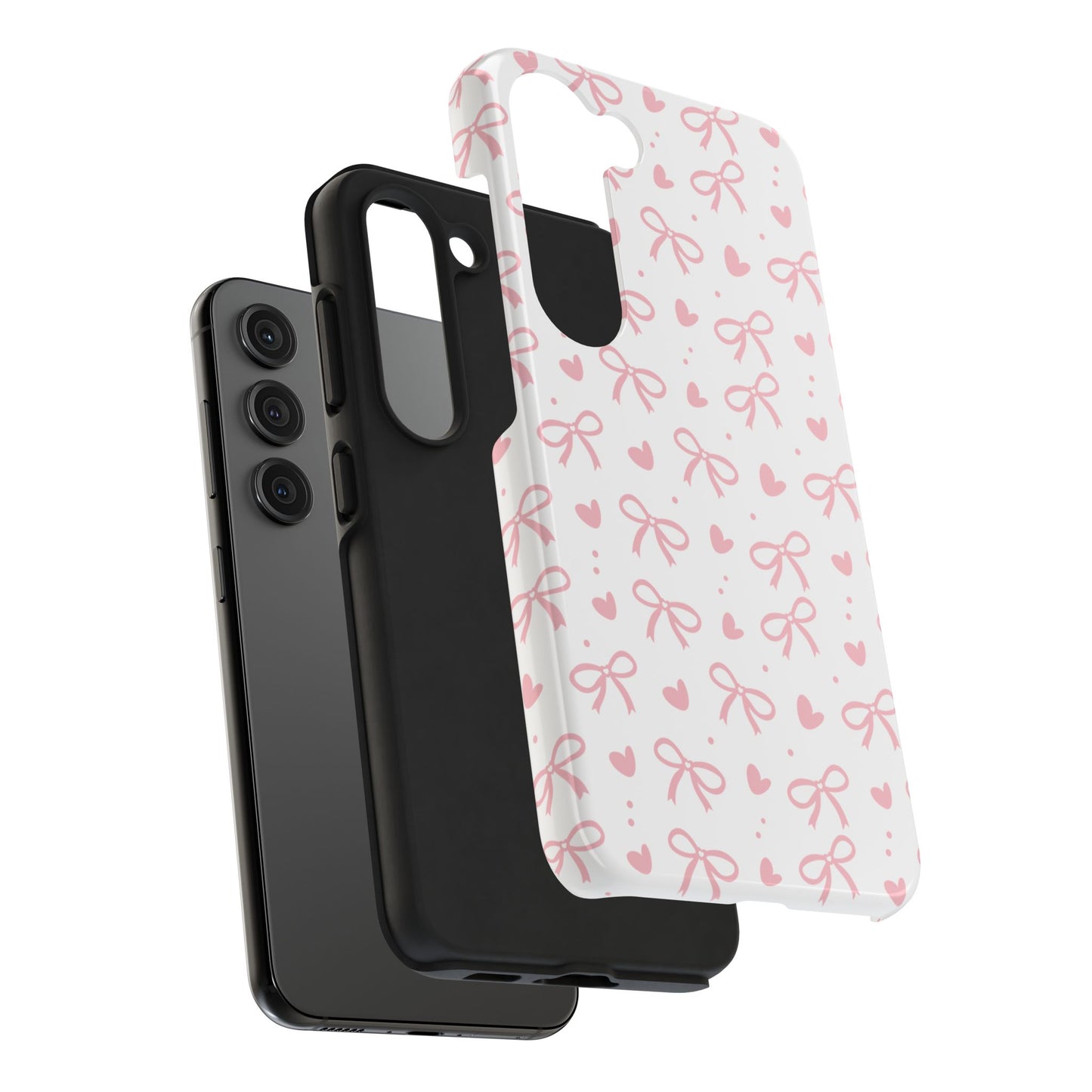 Love & Bows Tough Phone Cases for Girls, Cute Phone Cover, Valentine's Day Gift, Girly Accessories, Heart Pattern