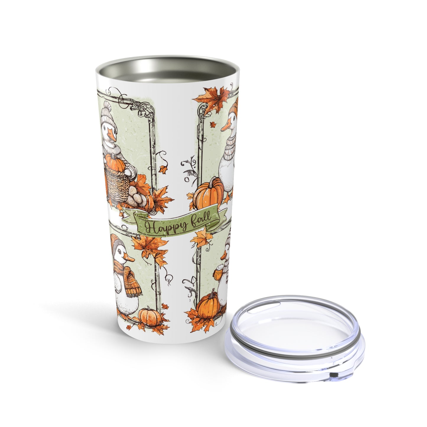 Autumn-Themed 20oz Tumbler with Pumpkin and Goose Design, Fall Drinkware, Thanksgiving Gift, Seasonal Mug, Cozy Decor, Hoppy Fall Tumbler