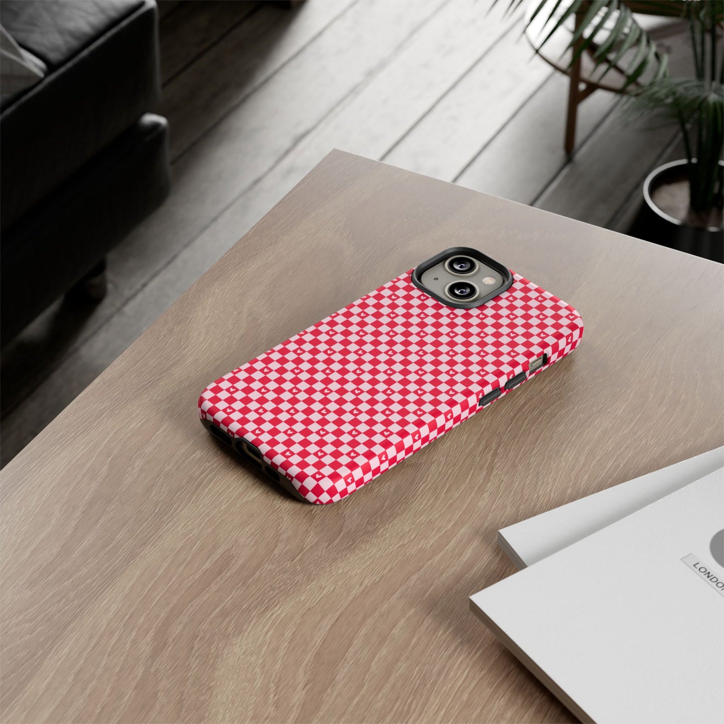 Red Checkerboard Heart Phone Case