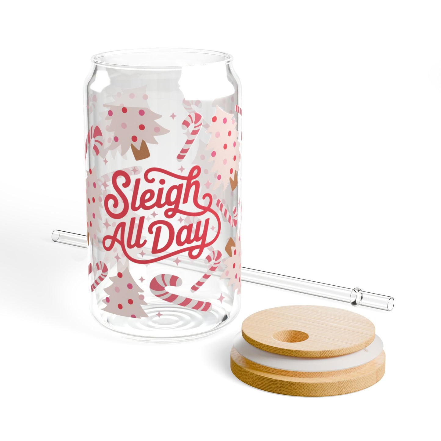Sleigh All Day Sipper Glass, 16oz – Perfect for Holiday Parties, Christmas Gatherings, Gift for Tea & Coffee Lovers, Eco-Friendly Drinkware