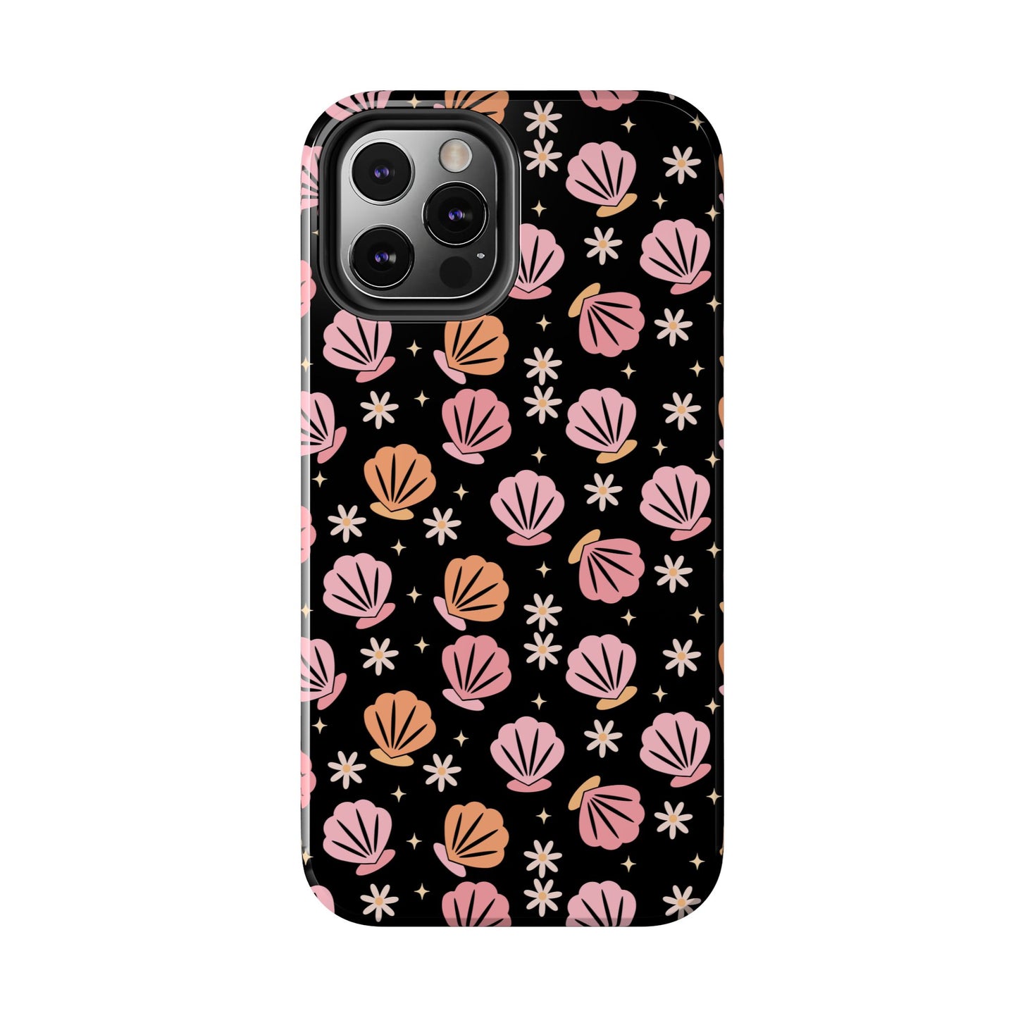 Floral Tough Phone Cases for Trendy Protection, Shell Pattern Phone Cover, Vibrant Floral Case, Girly Gift, Cute Tech Accessories
